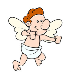 Happy Cupid Flying - Vector Cartoon