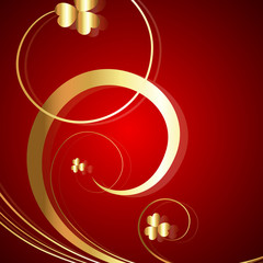 Abstract Golden Floral Background