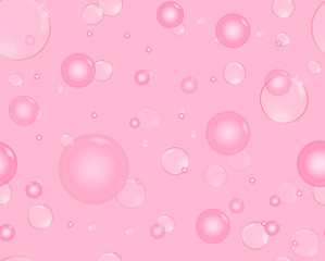 Soap bubbles with reflections pink background