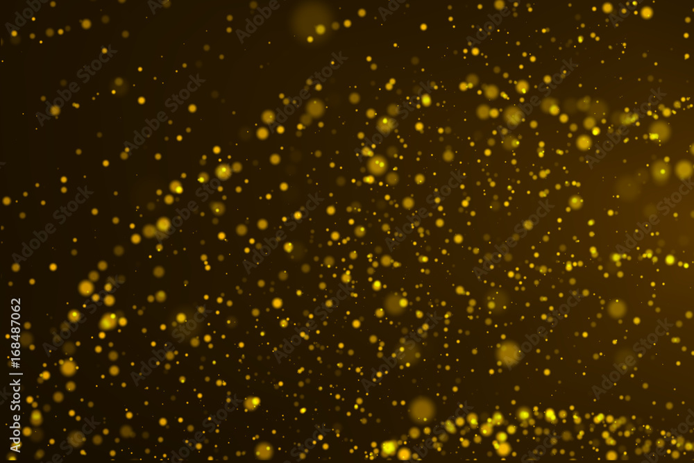 Poster glowing shiny dots. twist gold particles.curve geometric shape .bokeh dot blue. technology network m