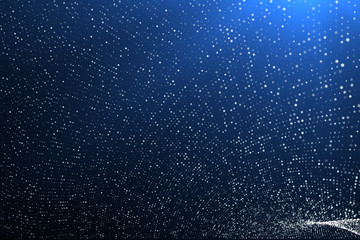 Abstract of waves and glowing lines and dots. Curve geometric shape .Bokeh dot blue. Technology network mesh line and dot. For technology ,advertising,covers, web design, poster,science background