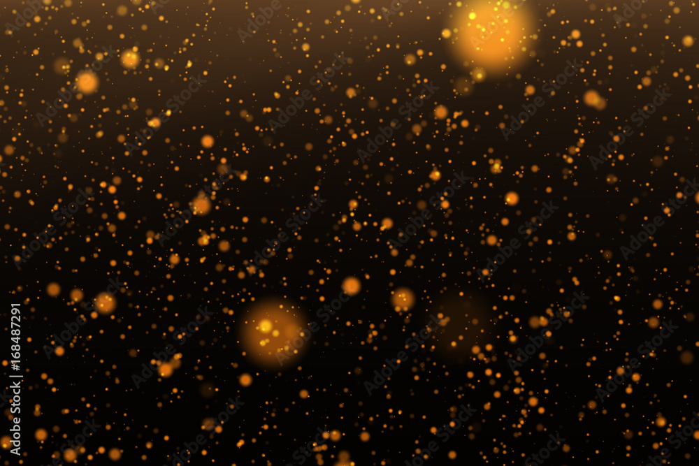 Poster glowing shiny dots. twist gold particles.curve geometric shape .bokeh dot blue. technology network m