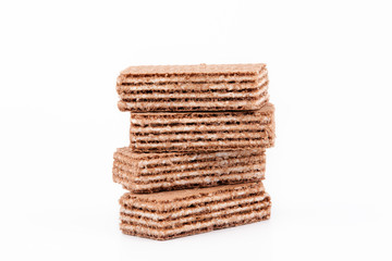 Waffles with sweet filling on a white background.