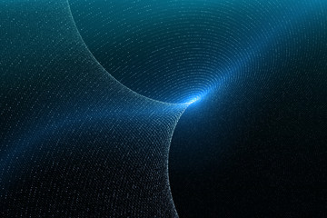 Abstract of waves and glowing lines and dots. Curve geometric shape .Bokeh dot blue. Technology network mesh line and dot. For technology ,advertising,covers, web design, poster,science background