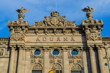 Architectural fragment of Aduana de Barcelona, old customs building (designed by Sagnier i...