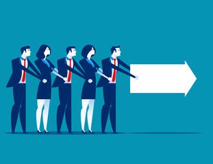 Business team walking follow the arrow. Concept business vector illustration.