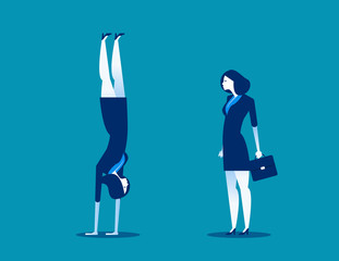Fototapeta na wymiar Business person and handstand . Concept business vector illustration.