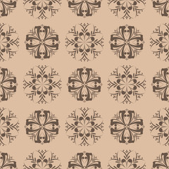 Floral seamless pattern. Brown abstract background