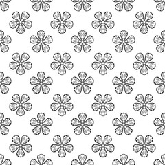 Floral seamless pattern. Black white background