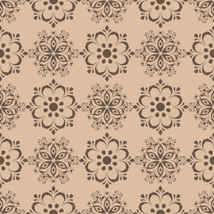Floral seamless pattern. Brown background