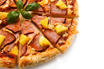 Pizza on white background