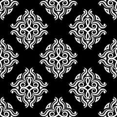 Vintage black and white floral seamless pattern