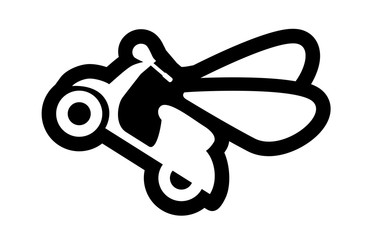 Simple icon - flying scooter isolated on a white background.