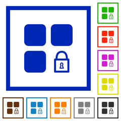 Lock component flat framed icons