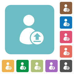 Upload user account rounded square flat icons