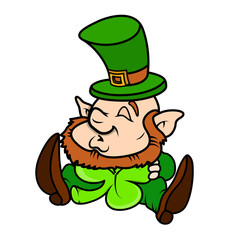 Sleeping Leprechaun with Clover Leaf