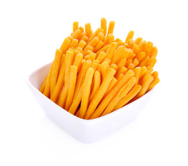 Bread sticks on white background