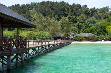 Jetty on a tropical beach, Sabah, Malaysia