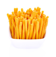 Bread sticks on white background