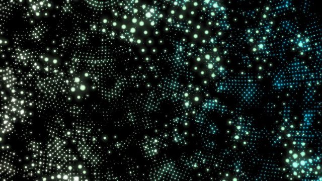 Glowing star particle in random direction 3D render abstract background animation motion graphic with copy space on black background