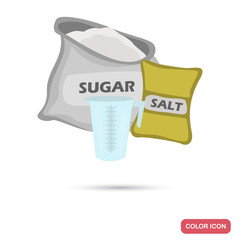 Sugar, salt and measuring glass color icon for web and mobile design