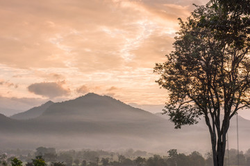 sunrise at the tree swing in Pai, Thailand