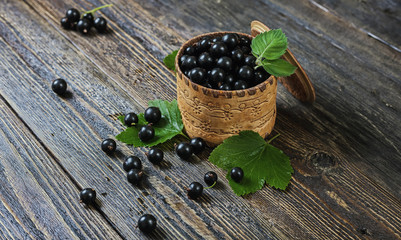 Black currant in a basket