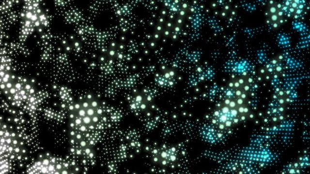 Glowing particles abstract background animation motion graphic with copy space on black background