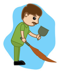 Cartoon Servant Sweeping