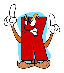 Angry Cartoon Alphabet K Vector Illustration