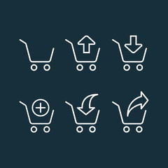 shopping trolley icons on dark background