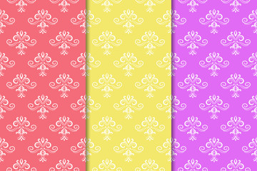 Fototapeta na wymiar Bright colored set of seamless floral patterns
