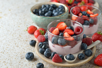 Dessert of yogurt and berries