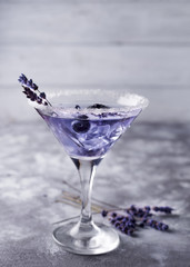 Lavender martini with berries