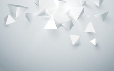 Abstract white 3d pyramids background. Vector illustration