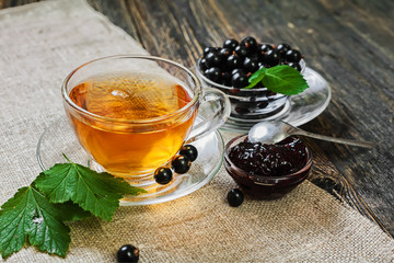 Tea with currant jam