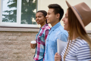 Joyful Students Walking to Class