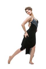 Naklejka premium girl dancer in tango dress