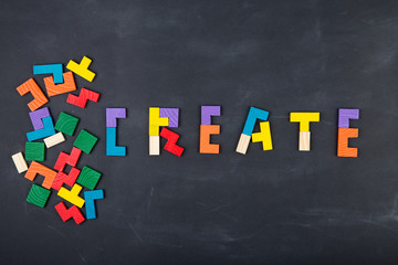 Business creative solution concept jigsaw on the blackboard