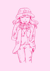 Cute cartoon girl with Photo Camera