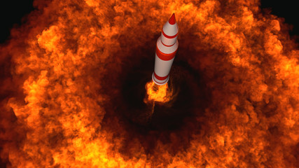 3D Illustration of an intercontinental ballistic missile launched from an underground silo © Suliman Razvan