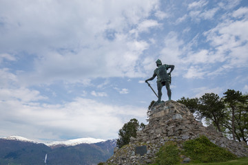 Statue of Fridtjof by Max Unger, erected in 1913 in Vangsnes, Vik, Sogn og Fjordane, Norway