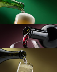 Alcoholic drinks banners set