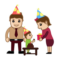 Cute Boy Celebrating Birthday Vector Illustration
