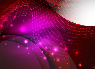 Glowing wave created with particles on dark color background