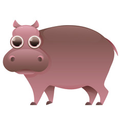 Hippo cute cartoon character isolated on white background. Vector illustration