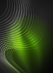 Obraz premium Glowing wave created with particles on dark color background