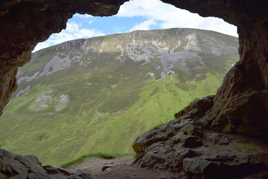 sitting in a cave