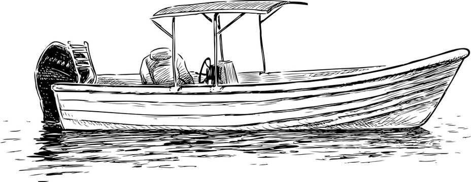 sketch of a pleasure motorboat