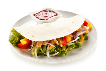 Kebabs - grilled meat and vegetables